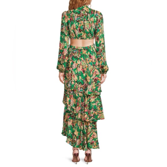 A.L.C. Bell Long Sleeve Layered Cutout Maxi Dress Emerald Multi SZ 2 NEW $1095! - Picture 7 of 12